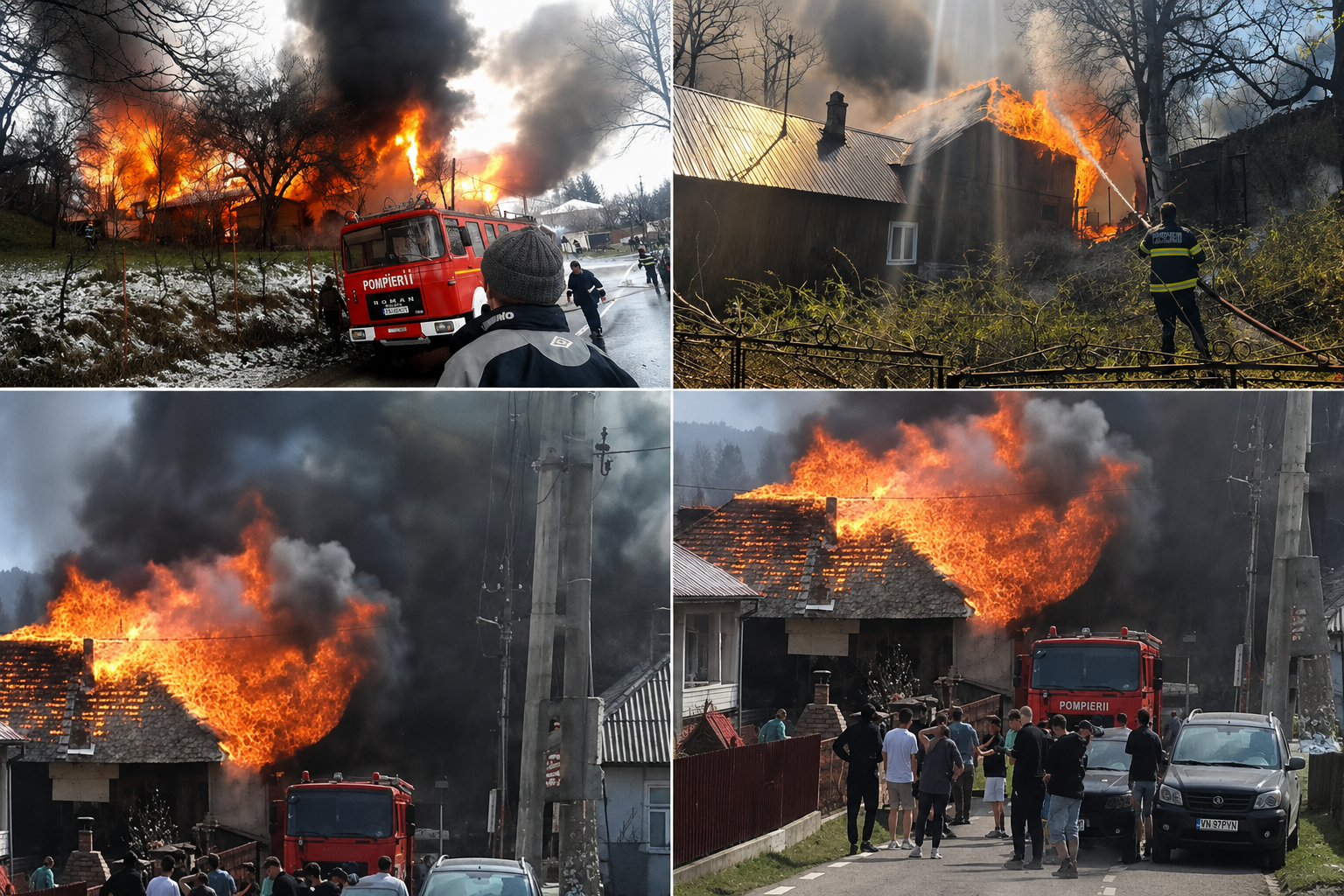Casă distrusă de incendiu în com. Soveja, Vrancea